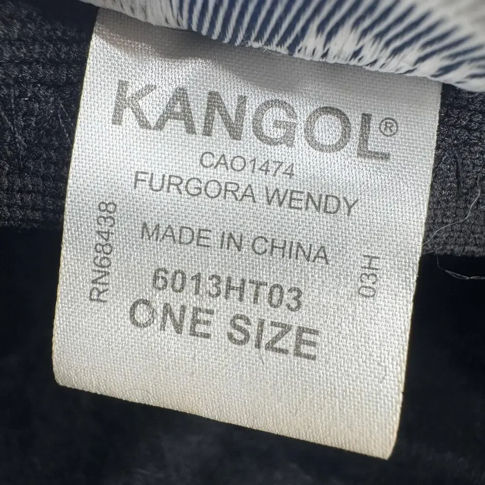 Kangol Heritage Furgora Wendy Black Angora Blend Fuzzy Cap Hat One Size